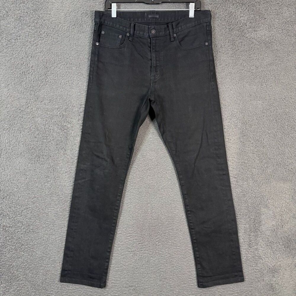 Uniqlo Selvedge Jeans Mens 32x34 Black Slim Fit Stretch Denim Pants Casual